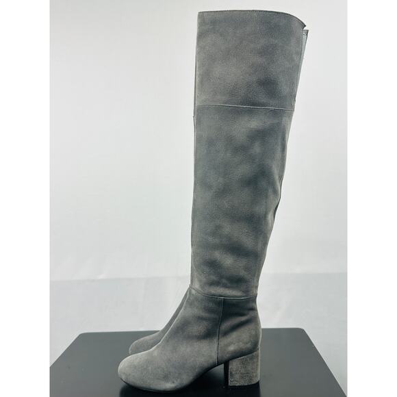 Clarks Women's Barley Rae Gray Suede Block Heel Over The Knee Boots Size 5 - Picture 6 of 12